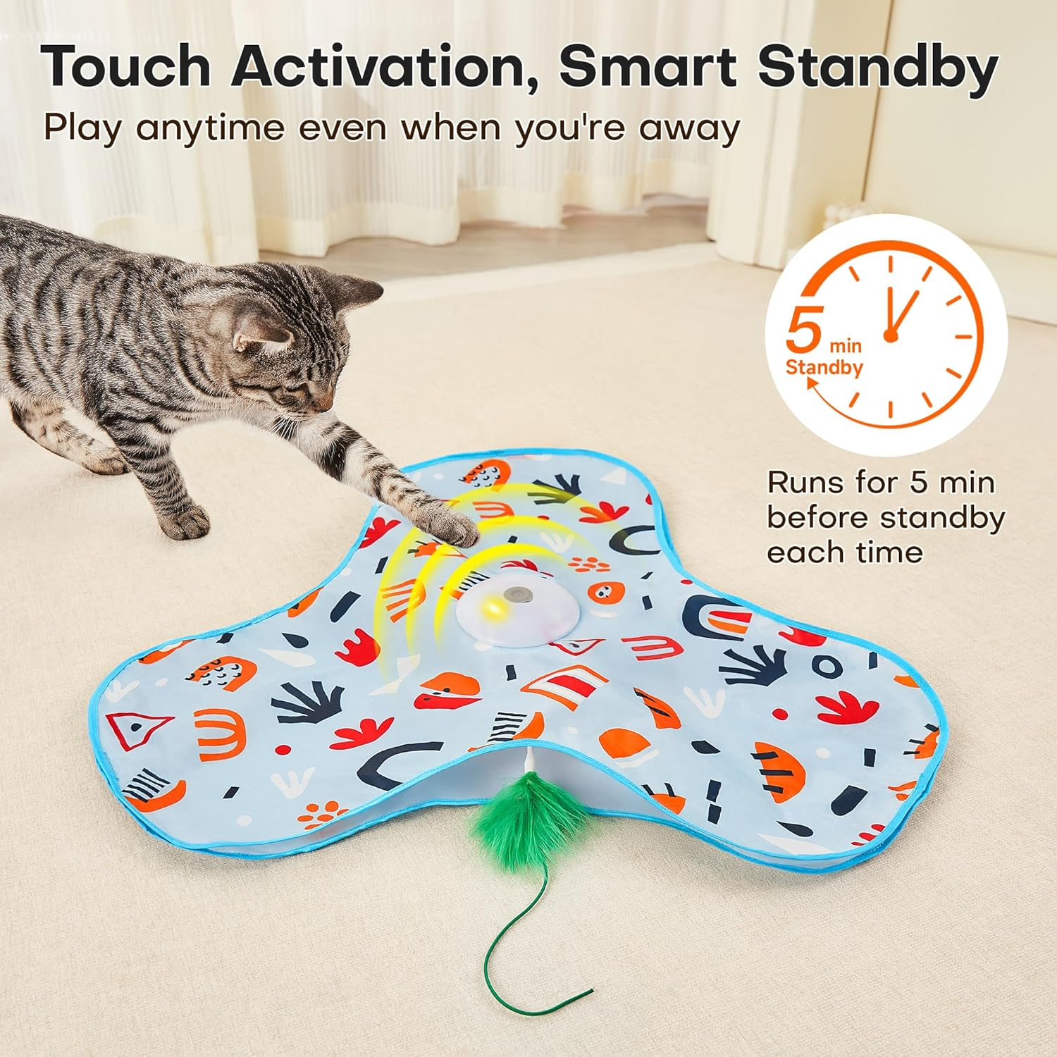 interactive cat toy, automatic cat play toy, rechargeable pet toy, motion activated kitten toy, indoor cat exercise