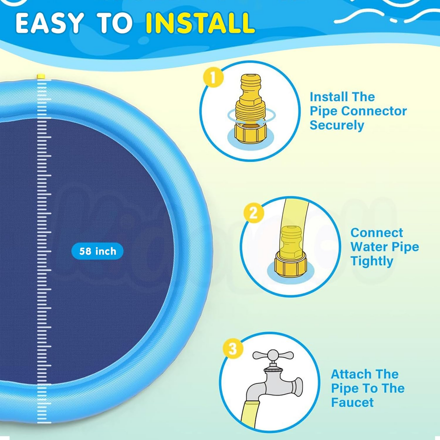 dog splash pad, large dog pool, outdoor pet water mat, cooling dog pool, summer dog accessories