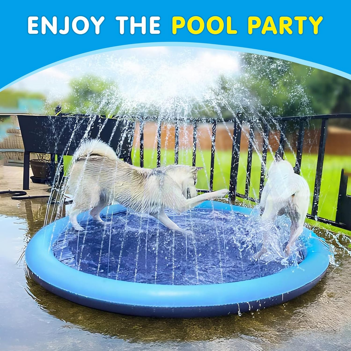 dog splash pad, large dog pool, outdoor pet water mat, cooling dog pool, summer dog accessories
