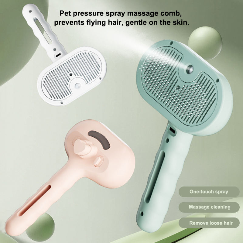 steam cat brush, pet grooming tool, 3-in-1 cat brush, dog grooming brush, hair removal pet brush
