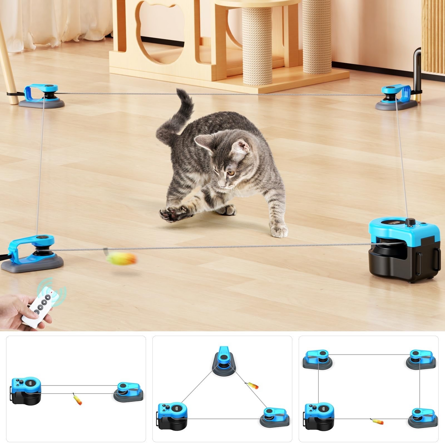 interactive cat toy, feather chase toy, rc cat toy, indoor cat exercise, pet play treadmill