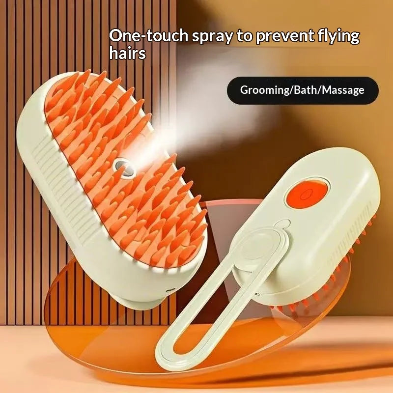 steam pet brush, pet grooming tool, dog brush, cat brush, shedding remover, steam hair brush