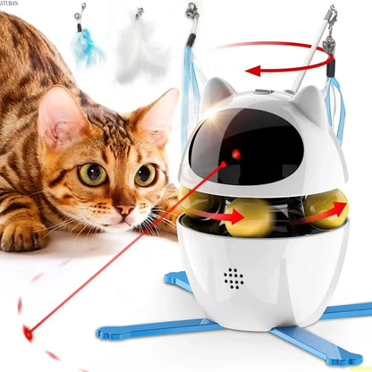 interactive cat toy, automatic laser cat toy, feather wand kitten toy, indoor cat exercise toy, smart pet play toy