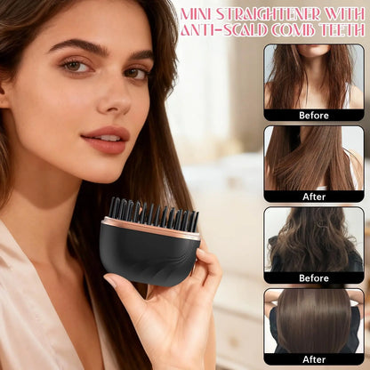 wireless hair straightener brush, cordless straightening comb, portable hair straightener, travel hair styling tool, quick hair straightening brush USA