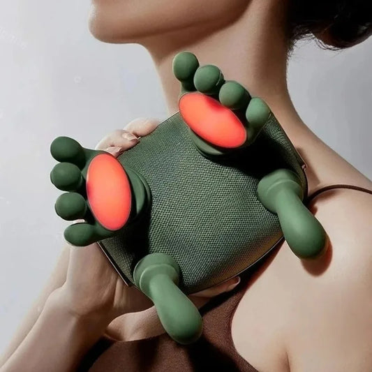 neck massager with heat, handheld shoulder massager, deep tissue neck pain relief, portable heat therapy massager, stress relief device