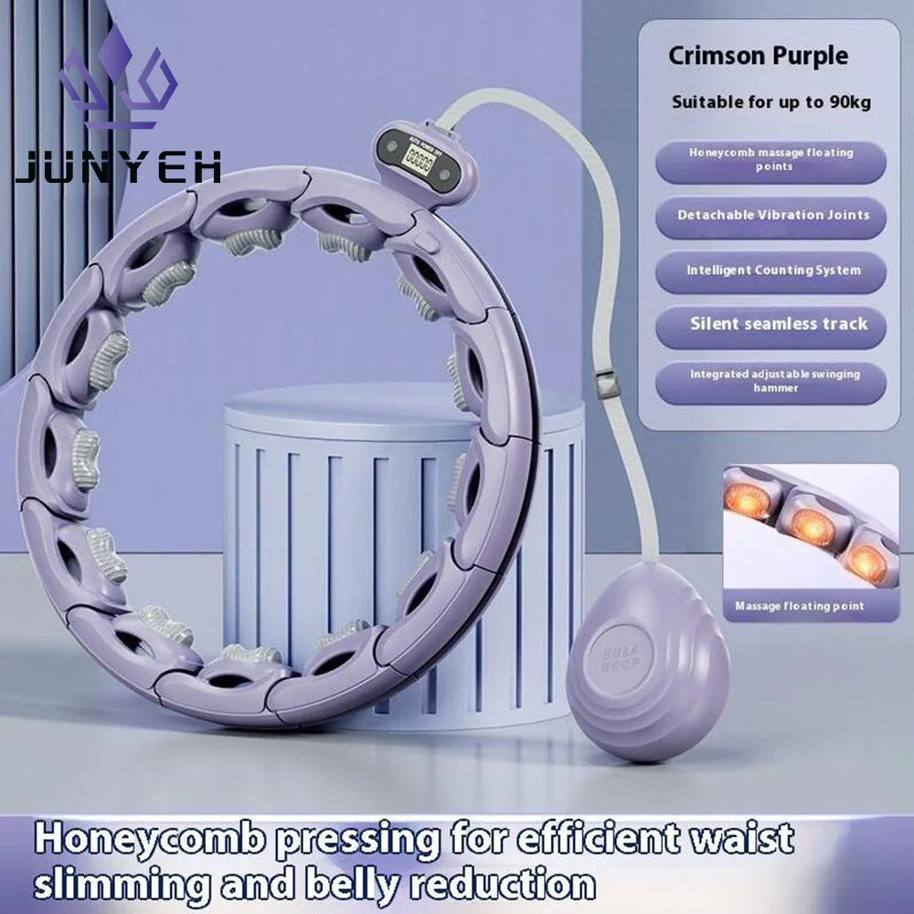 smart fitness hoop, weighted waist hoop, adjustable workout hoop, core training tool, home fat burning exercise