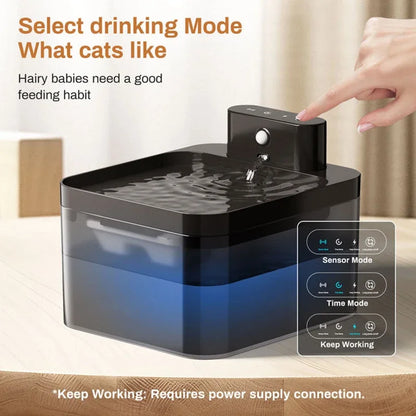automatic pet water fountain, rechargeable cat water dispenser, dog water fountain, quiet pet hydration tool, 3 flow mode water bowl
