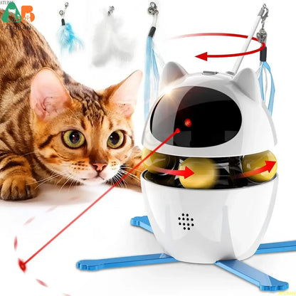 interactive cat toy, automatic laser cat toy, feather wand kitten toy, indoor cat exercise toy, smart pet play toy