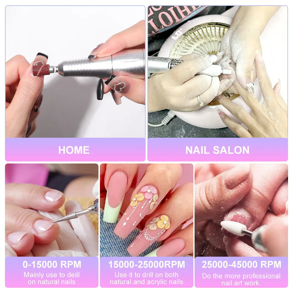 electric nail drill, rechargeable nail grooming tool, professional nail drill set, USB nail drill, gel polish removal tool