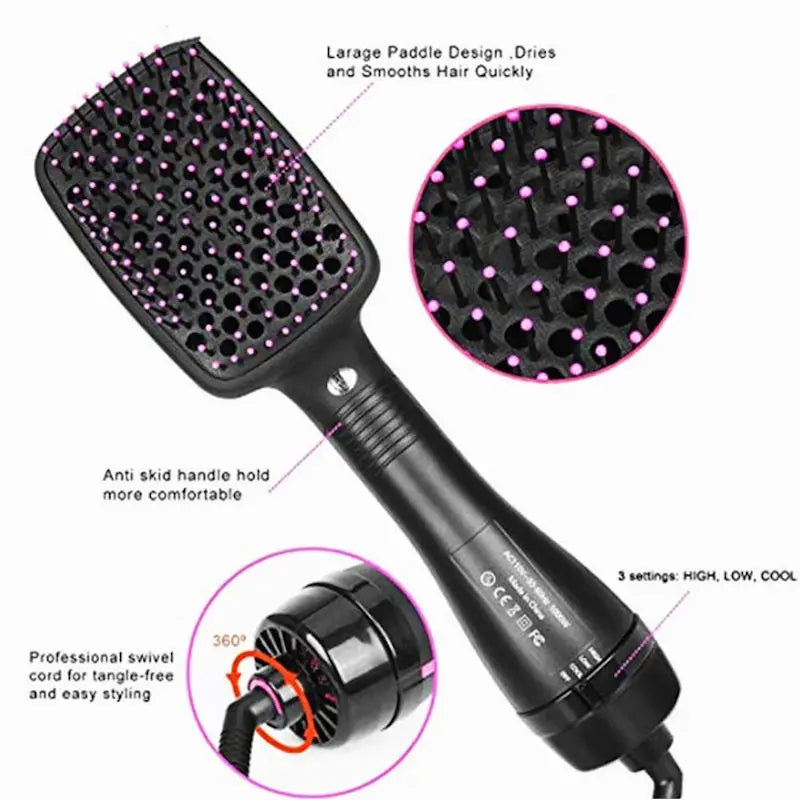 hair dryer brush, 2-in-1 hot air styler, rotating hair brush, negative ion hair tool, at-home hair styling