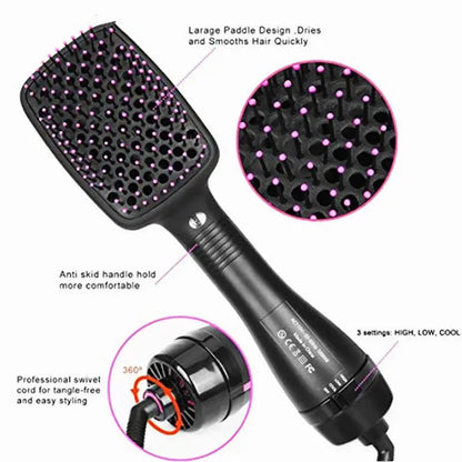hair dryer brush, 2-in-1 hot air styler, rotating hair brush, negative ion hair tool, at-home hair styling