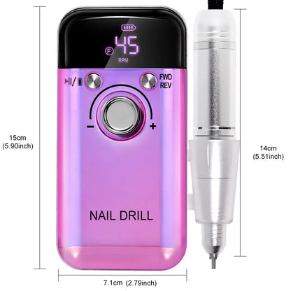 electric nail drill, rechargeable nail grooming tool, professional nail drill set, USB nail drill, gel polish removal tool