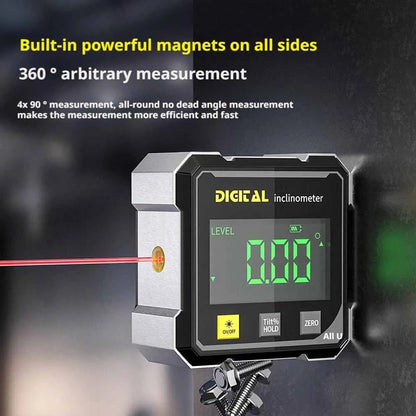 digital angle finder, inclinometer with laser, electronic level gauge, dual laser level tool, woodworking angle measuring device USA