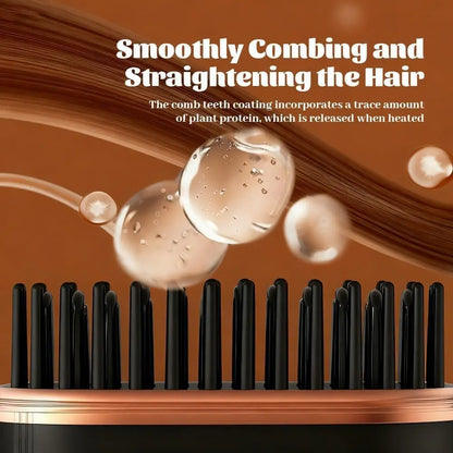 wireless hair straightener brush, cordless straightening comb, portable hair straightener, travel hair styling tool, quick hair straightening brush USA