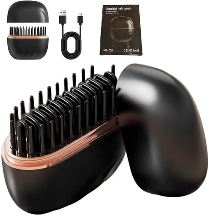 wireless hair straightener brush, cordless straightening comb, portable hair straightener, travel hair styling tool, quick hair straightening brush USA
