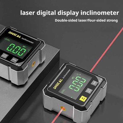 digital angle finder, inclinometer with laser, electronic level gauge, dual laser level tool, woodworking angle measuring device USA