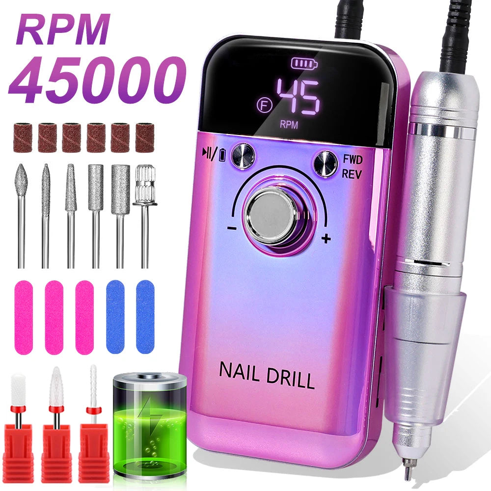 electric nail drill, rechargeable nail grooming tool, professional nail drill set, USB nail drill, gel polish removal tool