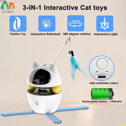 interactive cat toy, automatic laser cat toy, feather wand kitten toy, indoor cat exercise toy, smart pet play toy