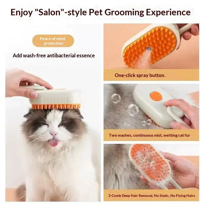 steam pet brush, pet grooming tool, dog brush, cat brush, shedding remover, steam hair brush