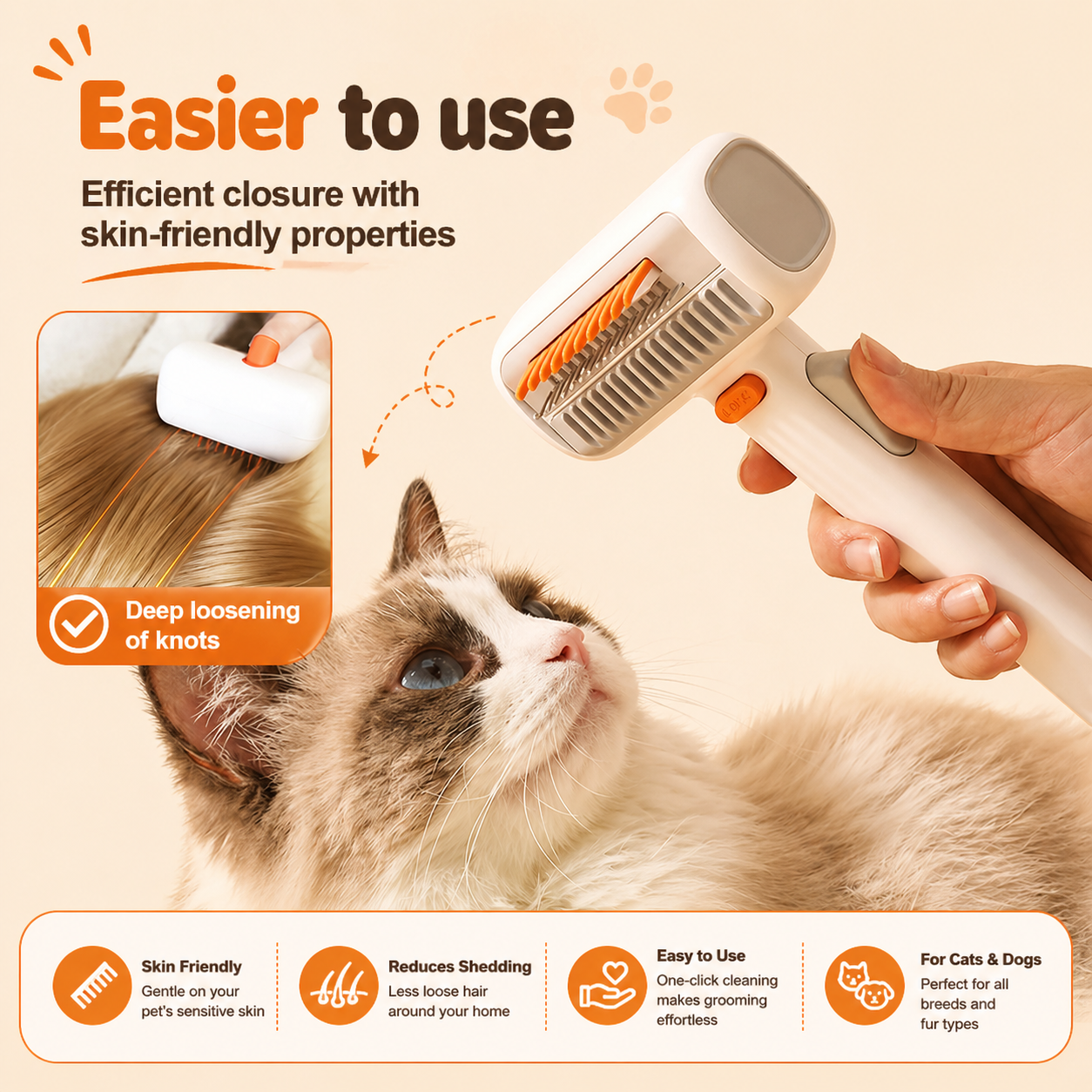 2-IN-1 Pet Self-Detangling & Grooming Comb